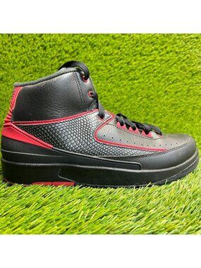 Nike Air Jordan 2 Retro BG Boys Size 6.5Y Black Athletic Leather Shoes Sneakers